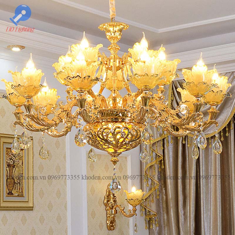 đèn chùm đồng pha lê