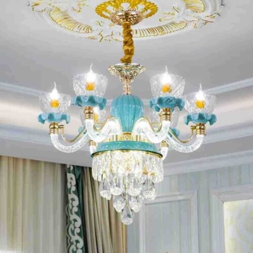Đèn Chùm Pha Lê Ốp Trần 6 Tay Lio Lighting
